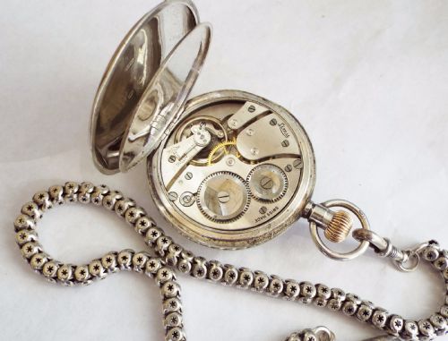 fig 3. 1918 silver Limit half hunter pocket watch & chain