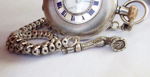 fig 4. 1918 silver Limit half hunter pocket watch & chain