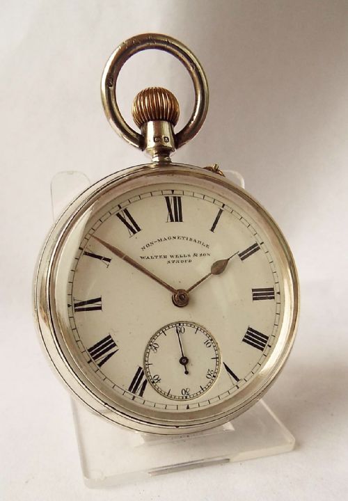 Antique 1901 Silver English Pocket Watch,w. Wells Stroud.