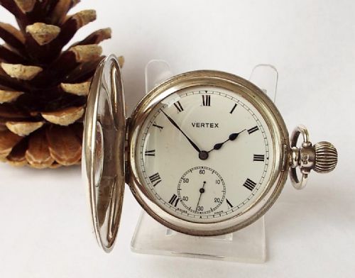Vintage 1949 Silver Vertex Half Hunter Pocket Watch.