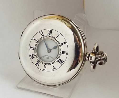 fig 1. Vintage 1949 silver Vertex half hunter pocket watch.