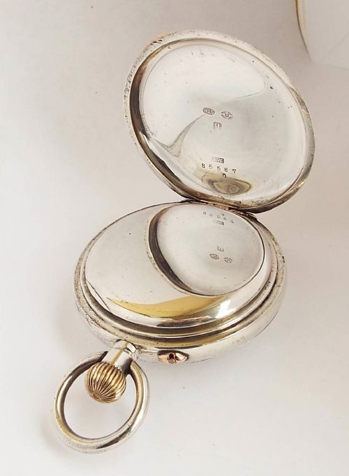 fig 2. Antique 1911 silver half hunter pocket watch.