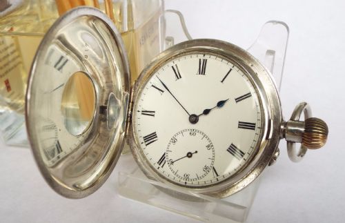 fig 1. Antique Swiss silver half hunter pocket watch