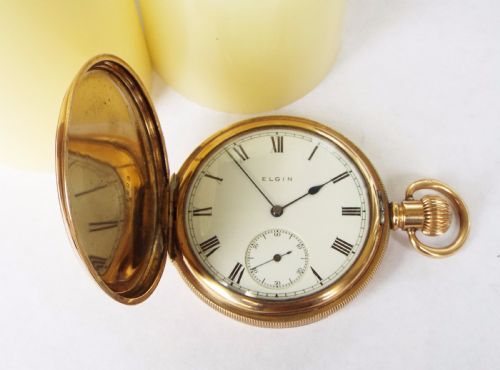 fig 1. Antique Elgin full hunter pocket watch, 1912