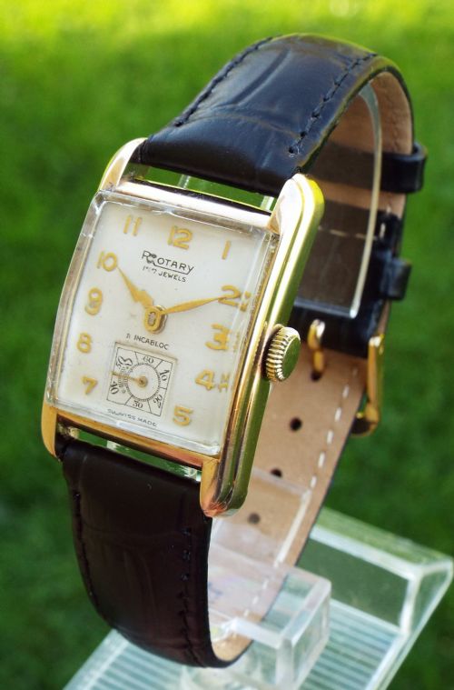 9ct Gold Mid-size Rotary Watch, 1957, Faceted Lens