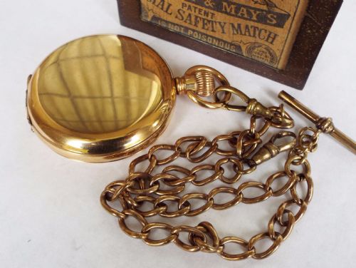 fig 1. Antique 1905 Elgin hunter pocket watch & chain