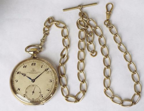 fig 1. 1930s Omega pocket watch and chain