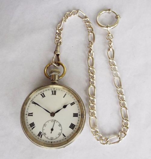 fig 1. Early 20th Century Cyma pocket watch with chain
