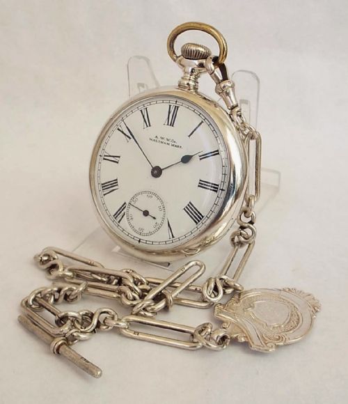 A 1920s Silver Waltham Pocket Watch & Chain.