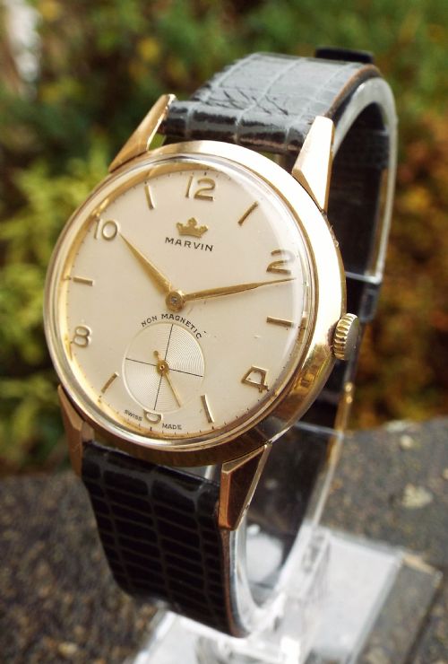 Gents 9ct Gold Marvin Wrist Watch, 1959