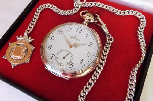 Antique Zenith Silver Pocket Watch with Silver Chain
