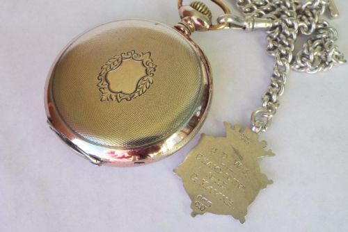 fig 3. Antique Zenith silver pocket watch with silver chain