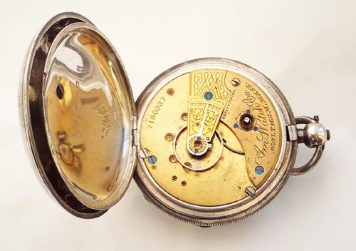 fig 2. An antique silver Waltham pocket watch, 1898.
