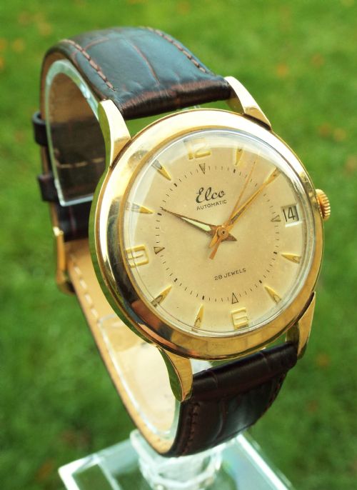 fig 1. A late 1950s Elco 9 carat gold wrist watch