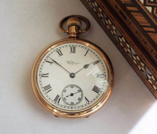 fig 1. 1921 Waltham gold plated pocket watch