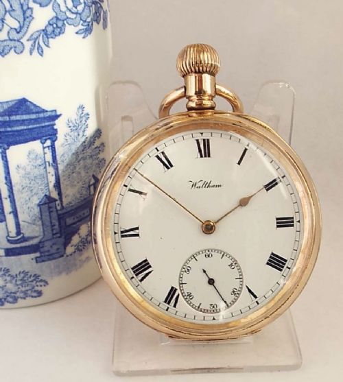 An Antique 10ct Gold Filled 1907 Waltham Marquis Pocket Watch.