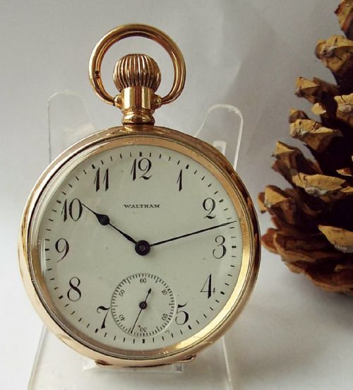 An Antique 10ct Gold Filled Waltham Traveler Pocket Watch, 1912.