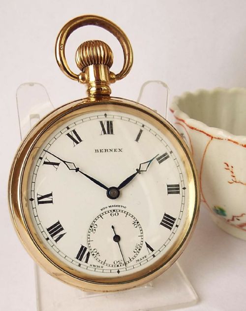 A 1930s Bernex Stem Winding Pocket Watch.