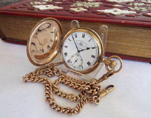 1930s Thomas Russell Hunter Pocket Watch & Chain