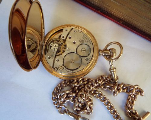 fig 4. 1930s Thomas Russell hunter pocket watch & chain
