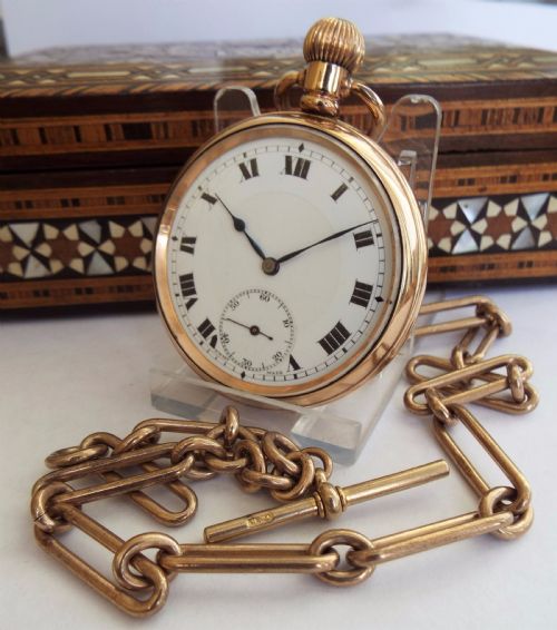 1930s Gold Plated Pocket Watch and Albert