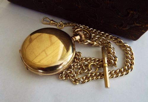 fig 2. 1905 Waltham hunter watch & silver gilt albert
