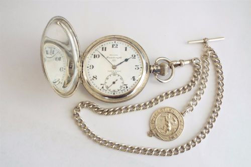 fig 2. 1929 silver Record Dreadnought hunter pocket watch