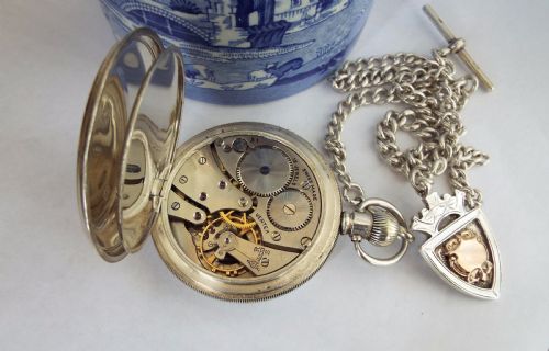 fig 2. Antique silver Vertex pocket watch and albert
