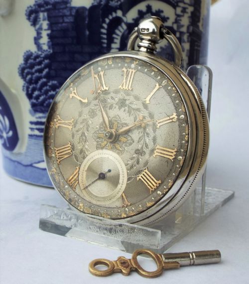 Antique Silver Fusee Pocket Watch, H Skerrett, Newcastle Under Lyne