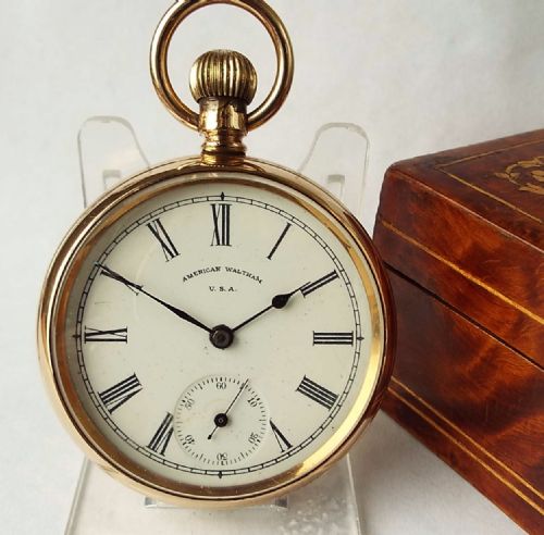 An Antique 14ct Gold Filled Waltham Traveler Pocket Watch, 1906.