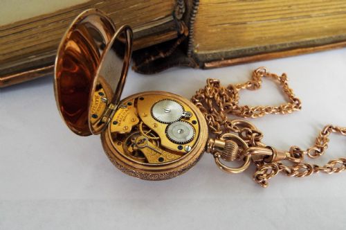 fig 2. Ladies antique Waltham fob watch with albertina