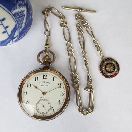fig 1. 1906 Waltham pocket watch for Selfridge of London