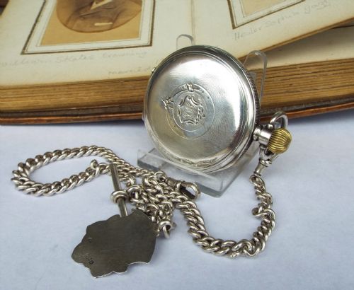fig 1. Antique silver Waltham half hunter pocket watch