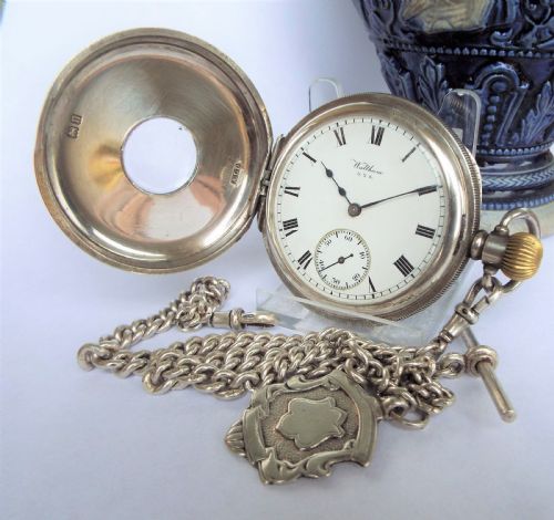 fig 2. Antique silver Waltham half hunter pocket watch