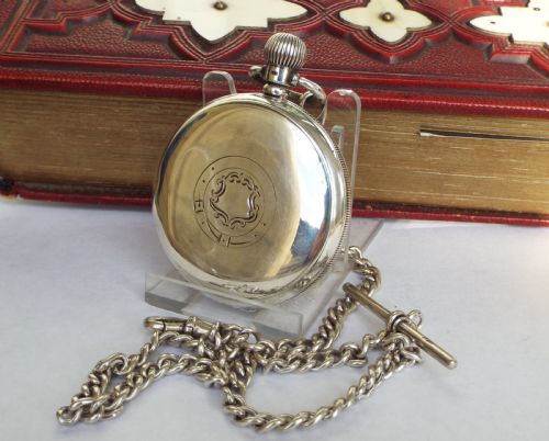 fig 1. 1921 silver Dimier Frères pocket watch with chain