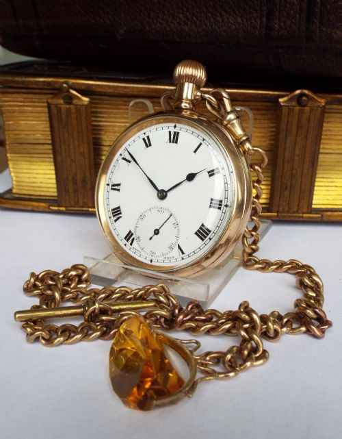 Antique Cyma Gold Plated Pocket Watch and Albert