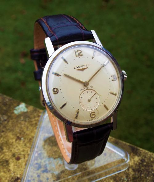 fig 1. Gents Longines automatic wrist watch, 1953