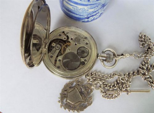 fig 1. 1920s Thomas Russell hunter pocket watch and chain