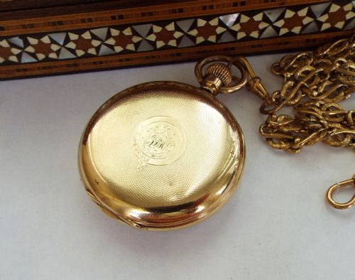 fig 1. Waltham Traveler pocket watch, 1901, with albert