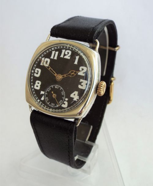 Gents Silver Cushion Cased Wrist Watch, 1924