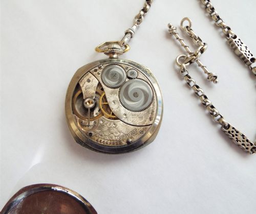 fig 1. 1923 Elgin white gold filled pocket watch