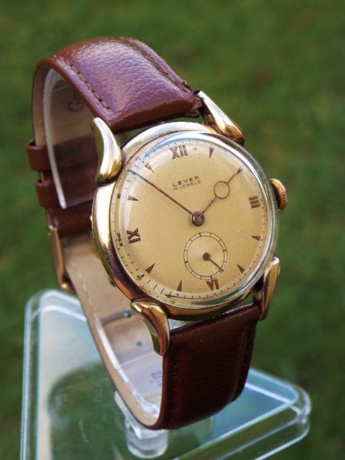 fig 1. Gents 1950s Lever wrist watch with teardrop lugs