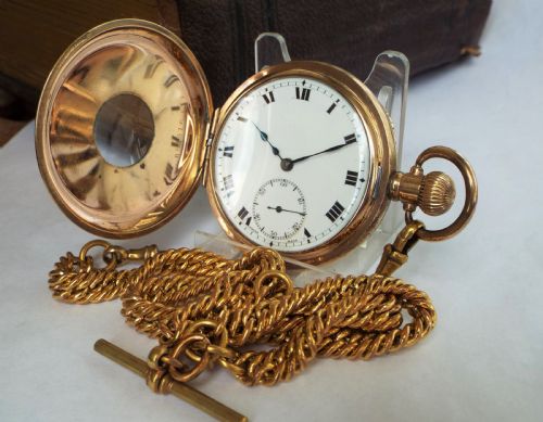 Buren Half Hunter Pocket Watch with Double Albert