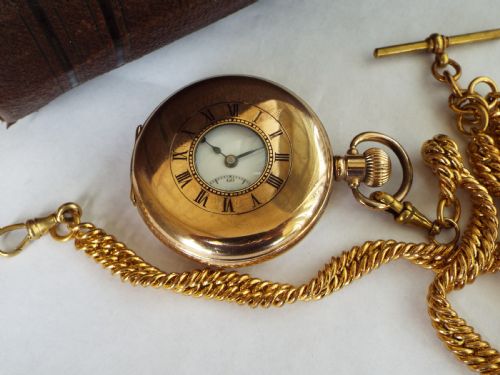 fig 1. Buren half hunter pocket watch with double albert