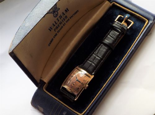 fig 1. 1941 mid-size Waltham wrist watch, boxed