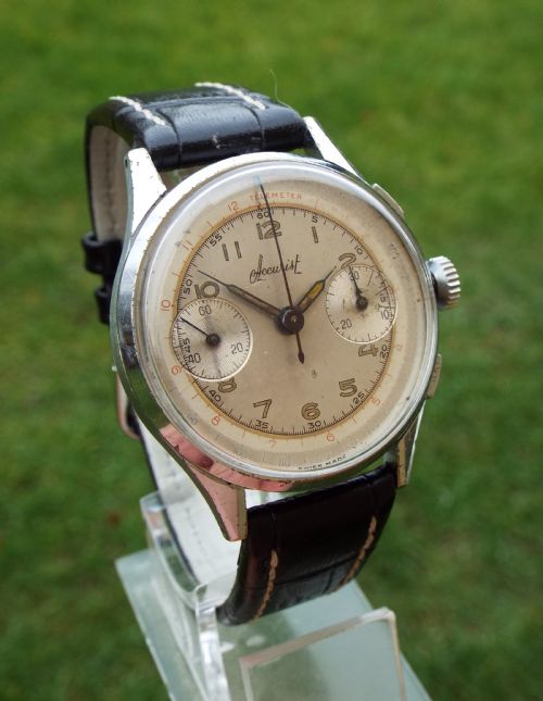 fig 1. Gents 1940s Accurist chronograph, Valjoux 22