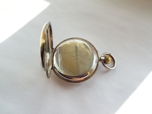 fig 3. Antique silver fob watch, J Rotherham & Son, 1907