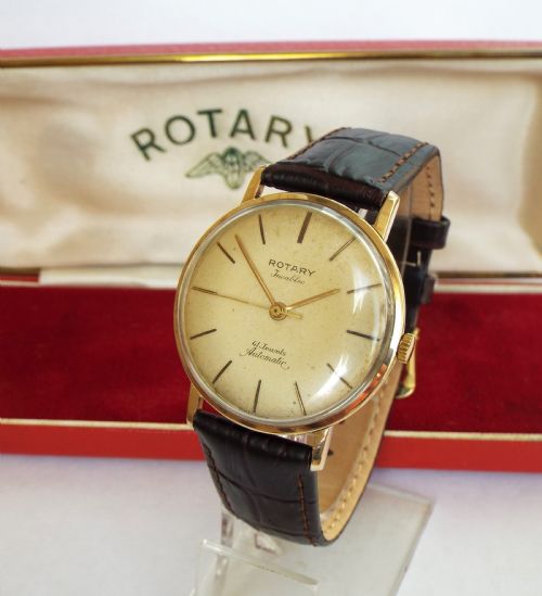Gents 9ct Gold Boxed Rotary Wrist Watch, 1960