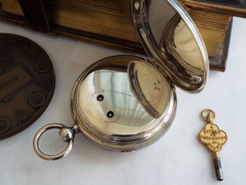 fig 2. Antique silver centre seconds chrono pocket watch