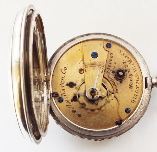 fig 2. Antique silver Waltham Martyn Square pocket watch.